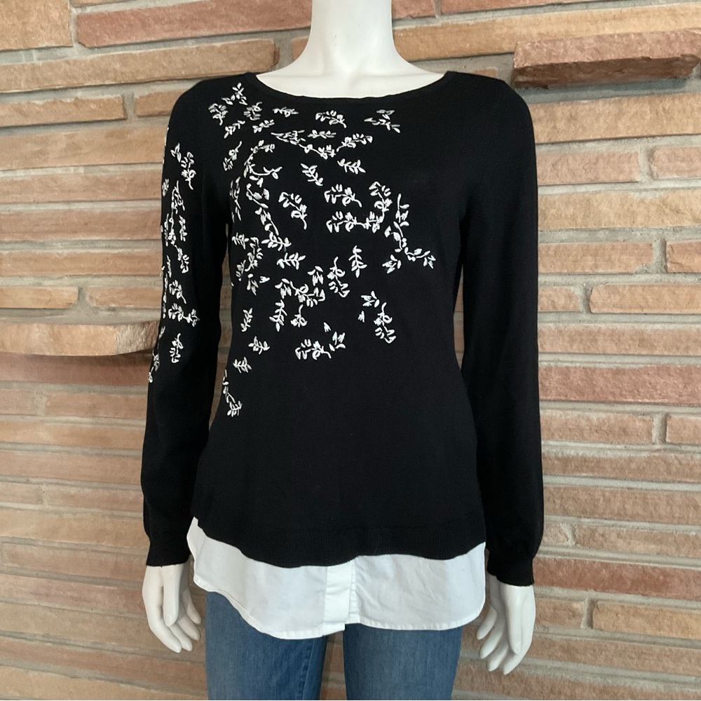 Charter Club Twofer Embroidered Sweater Medium